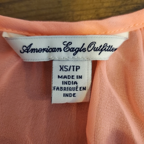 Pink Chiffon Embroidered Tie Front Top - Picture 4 of 5